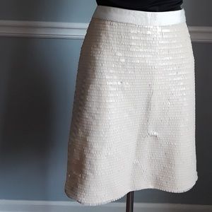 Cache Cream Sequin Lined Above Knee Skirt Size 8